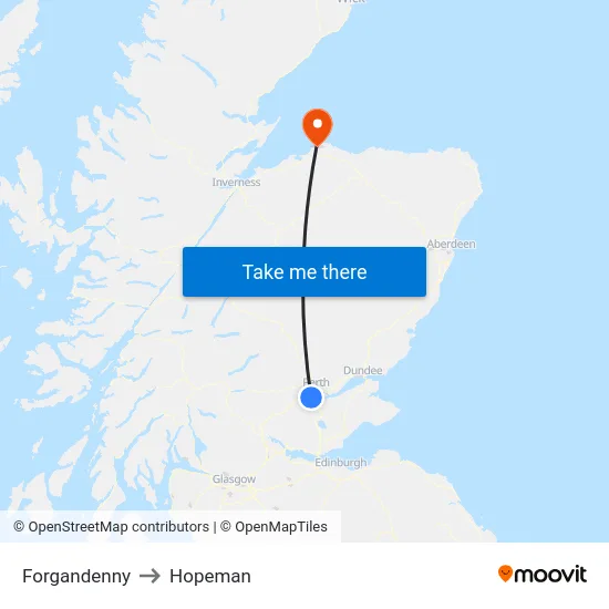Forgandenny to Hopeman map