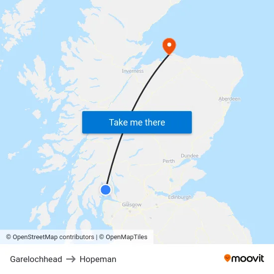 Garelochhead to Hopeman map