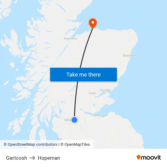 Gartcosh to Hopeman map