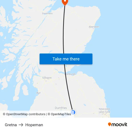 Gretna to Hopeman map
