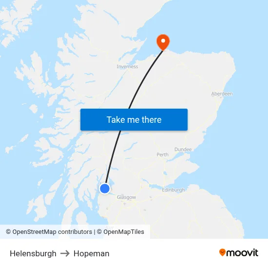 Helensburgh to Hopeman map