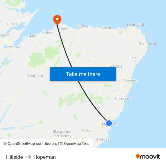 Hillside to Hopeman map