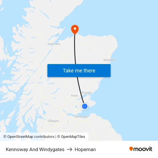 Kennoway And Windygates to Hopeman map