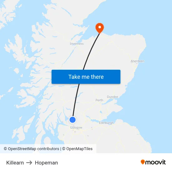 Killearn to Hopeman map