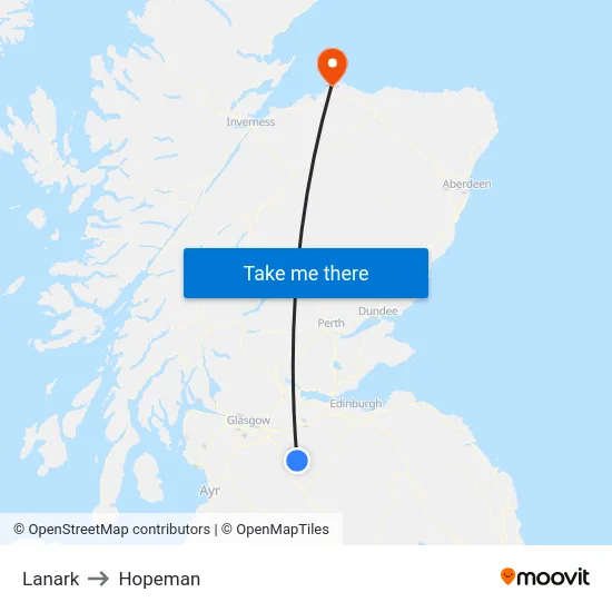 Lanark to Hopeman map