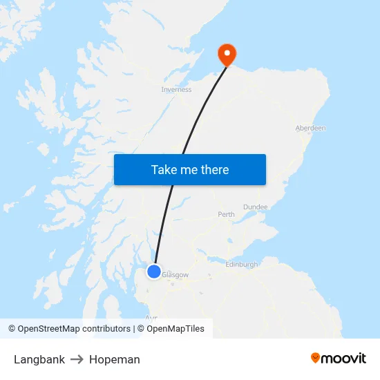 Langbank to Hopeman map