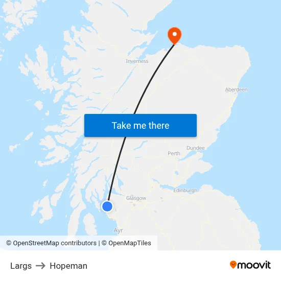 Largs to Hopeman map