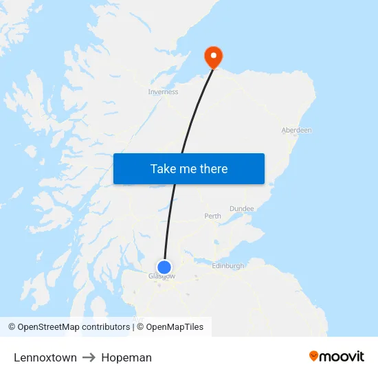Lennoxtown to Hopeman map
