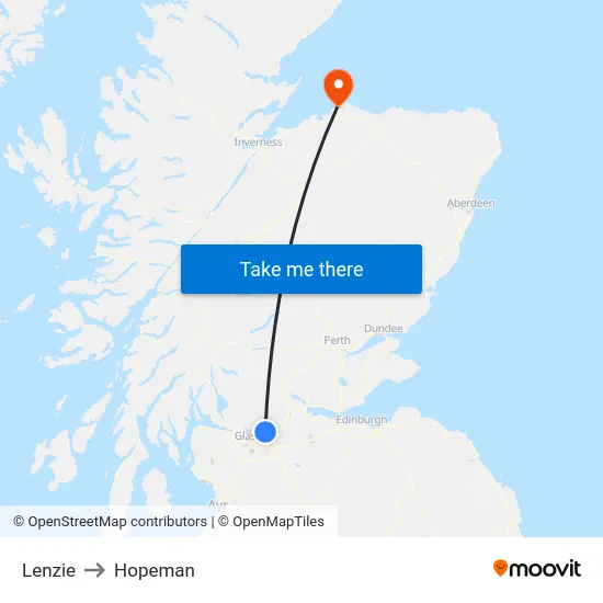 Lenzie to Hopeman map