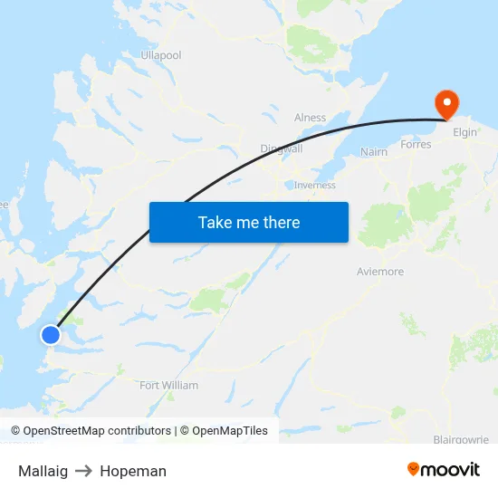 Mallaig to Hopeman map