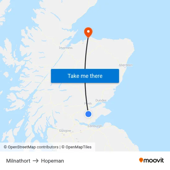 Milnathort to Hopeman map