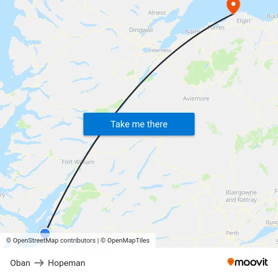 Oban to Hopeman map