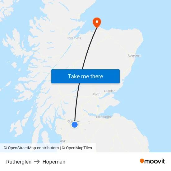 Rutherglen to Hopeman map