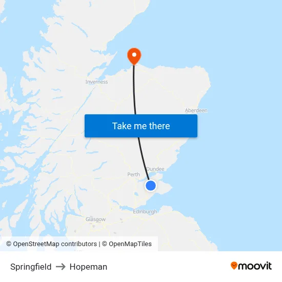 Springfield to Hopeman map