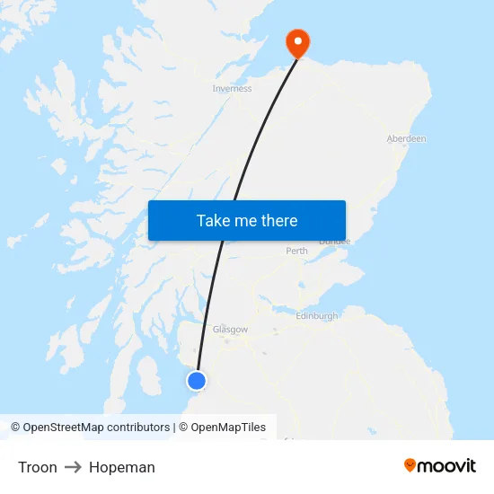 Troon to Hopeman map