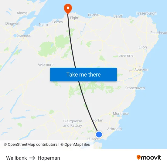 Wellbank to Hopeman map