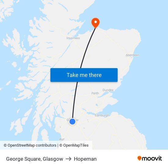 George Square, Glasgow to Hopeman map