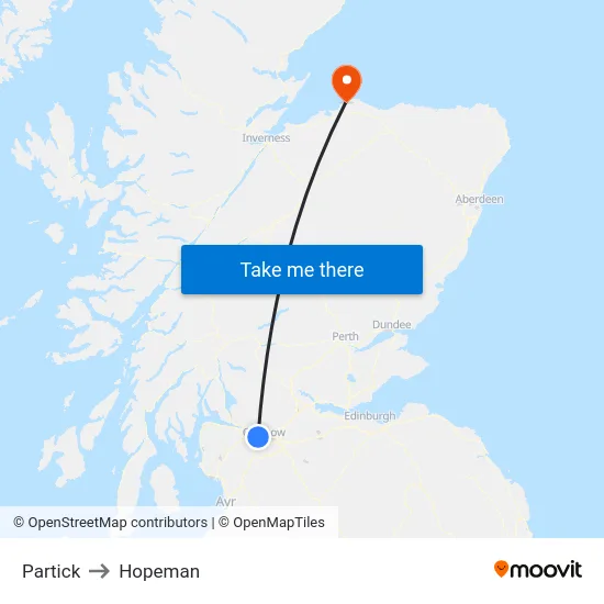 Partick to Hopeman map