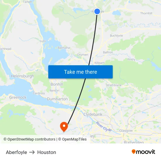 Aberfoyle to Houston map