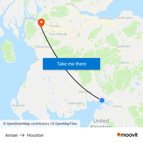 Annan to Houston map