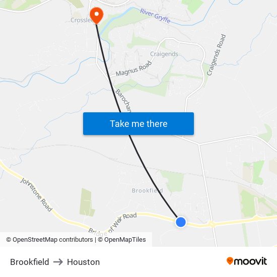 Brookfield to Houston map