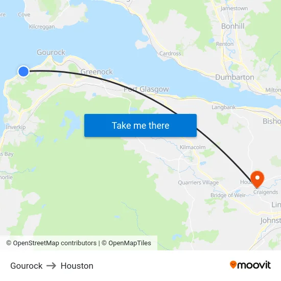 Gourock to Houston map