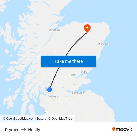 Drymen to Huntly map