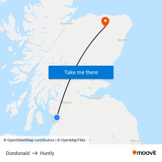 Dundonald to Huntly map