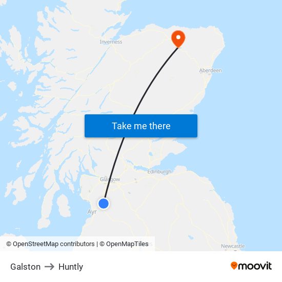 Galston to Huntly map