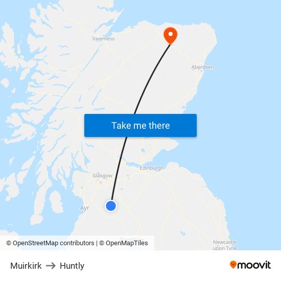 Muirkirk to Huntly map