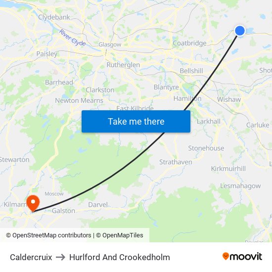 Caldercruix to Hurlford And Crookedholm map