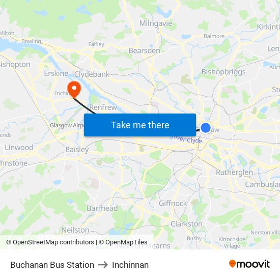 Buchanan Bus Station to Inchinnan map