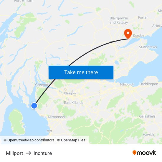 Millport to Inchture map