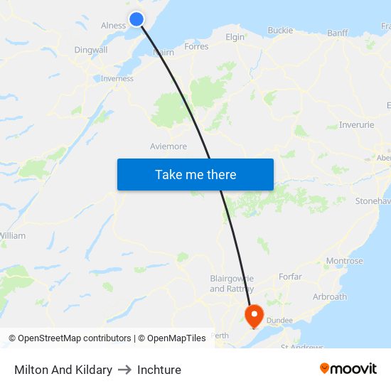 Milton And Kildary to Inchture map