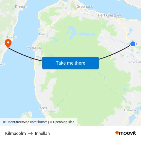 Kilmacolm to Innellan map