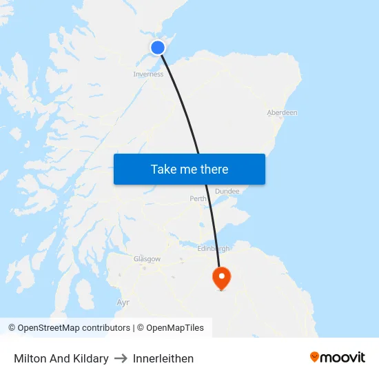 Milton And Kildary to Innerleithen map