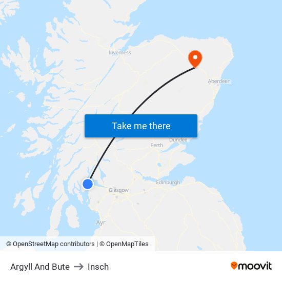 Argyll And Bute to Insch map