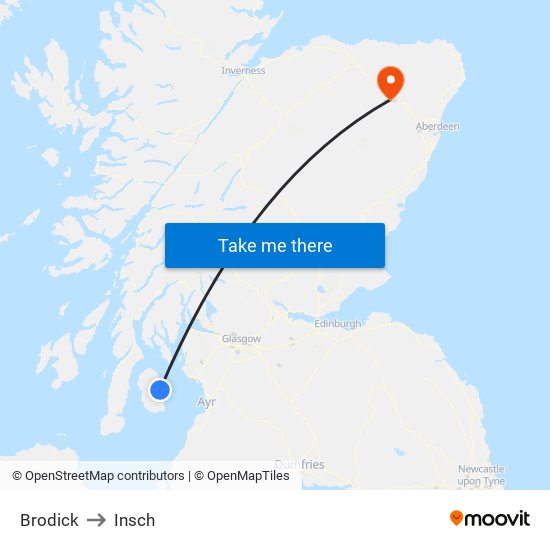 Brodick to Insch map