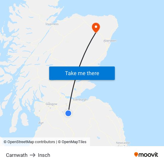 Carnwath to Insch map