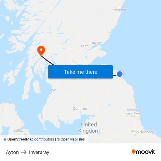 Ayton to Inveraray map