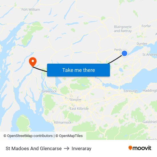 St Madoes And Glencarse to Inveraray map