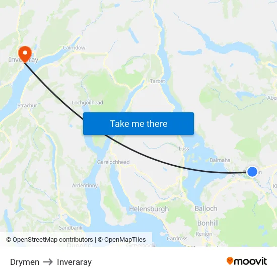 Drymen to Inveraray map