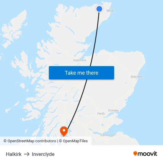 Halkirk to Inverclyde map