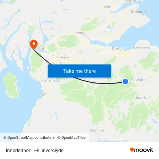 Innerleithen to Inverclyde map