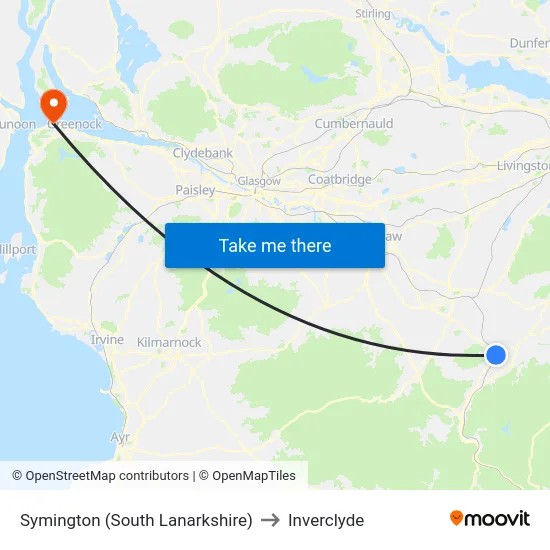 Symington (South Lanarkshire) to Inverclyde map