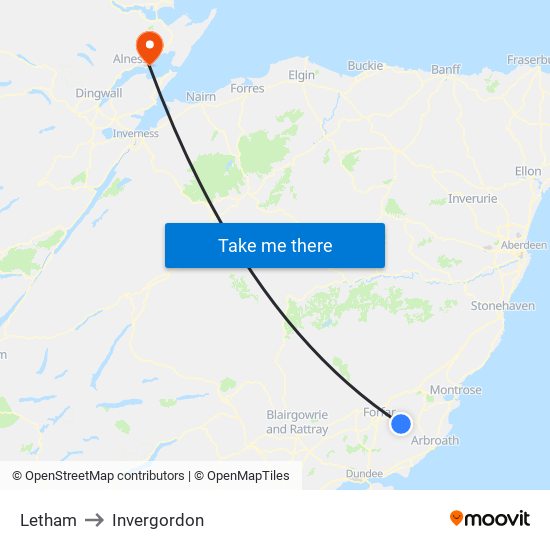 Letham to Invergordon map