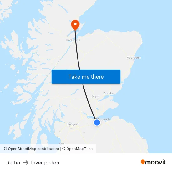 Ratho to Invergordon map
