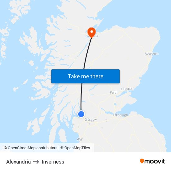 Alexandria to Inverness map