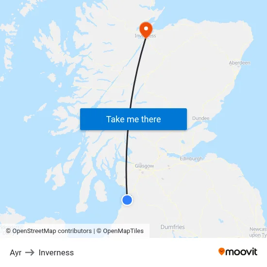 Ayr to Inverness map