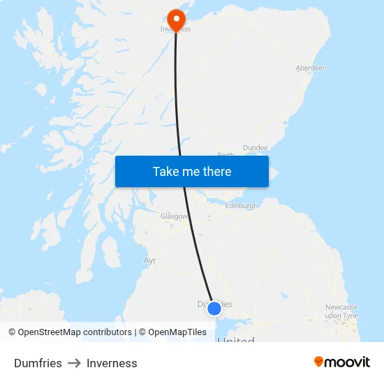 Dumfries to Inverness map